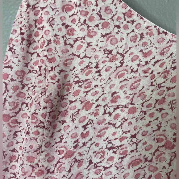 Stunning LOVESHACKFANCY SILK Maeve Dress Floral Chiffon Midi Dress in Rouge Pink - Picture 9 of 13